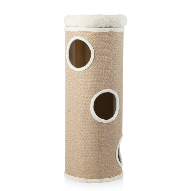 PAWROOM - 4-Tier Cat House with Removable Plush Bed, Brown
