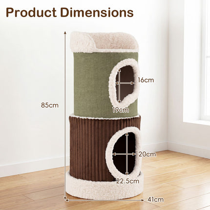 PAWROOM - Indoor Cat House With Top Perch, Double Condos