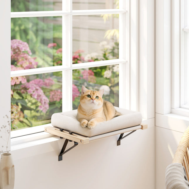 PAWROOM - Kissankoppi ikkunalaudoille ja lämmittimille, tyyny, puurunko