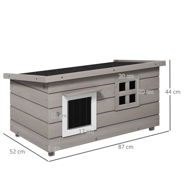 PAWROOM - Cat House Kissakota Asfalttikatolla Kissaluola Pieni Eläinten Talo Ikkunalla Ulkona Talvenpitävä Kuusi Harmaa Musta 87 X 52 X 48 Cm