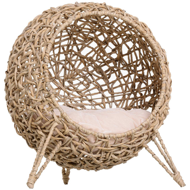 PAWROOM - Pe-Rottinki Kissantalo Tyynyillä, Kissan Makuutila, Kissan Luola Kohotetuilla Jaloilla, Luonnollinen, Ø52 X 58 Cm