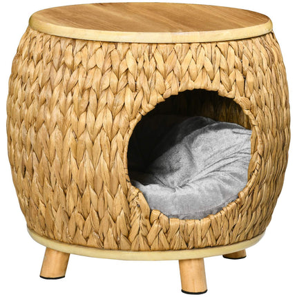 PAWROOM - Rattan Cat Cave & Bed - 2-in-1 with pillow, 44x43x42cm