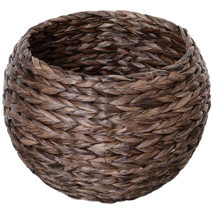 PAWROOM - Rattan Cat Basket - Cozy Water Hyacinth Cave, Dark Brown
