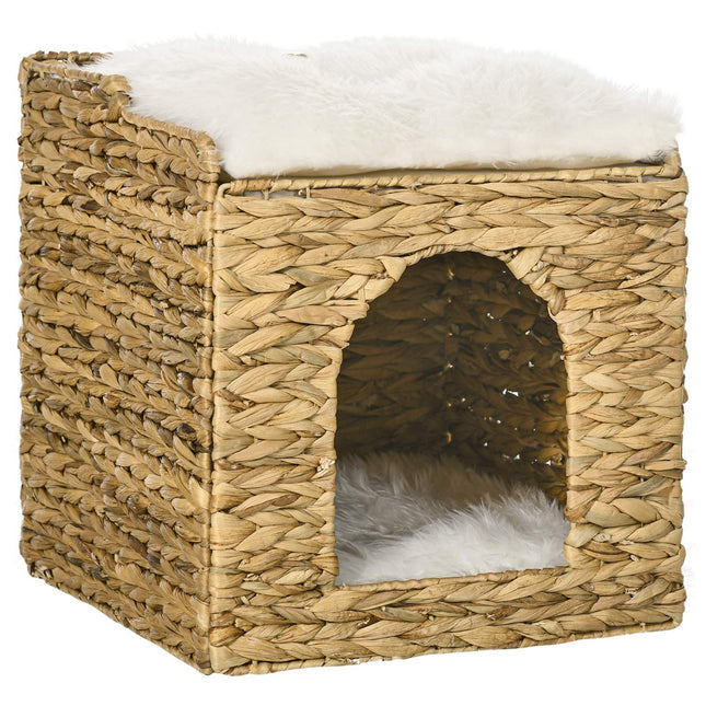 PAWROOM - Rattan Cat Cave 2-Tasoinen Tyyny Vesihyasinttiruskea Enintään 5 Kg