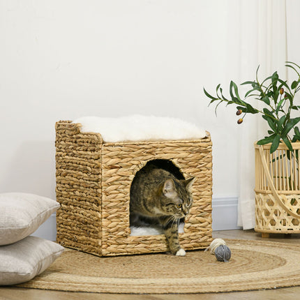 PAWROOM - Rattan Cat Cave 2-Tasoinen Tyyny Vesihyasinttiruskea Enintään 5 Kg