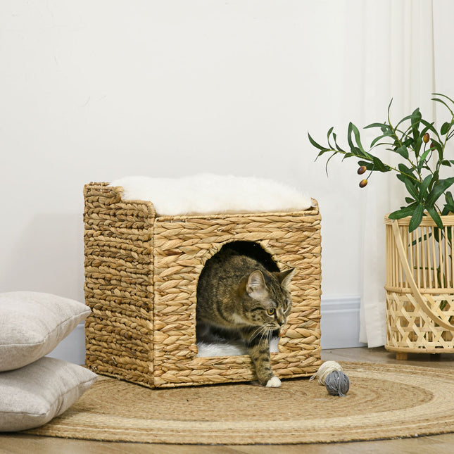 PAWROOM - Rattan Cat Cave 2-Tasoinen Tyyny Vesihyasinttiruskea Enintään 5 Kg