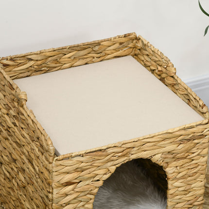 PAWROOM - Rattan Cat Cave 2-Tasoinen Tyyny Vesihyasinttiruskea Enintään 5 Kg