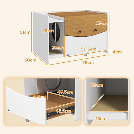 PAWROOM - Cat litter cabinet, oak, with pull-out drawer