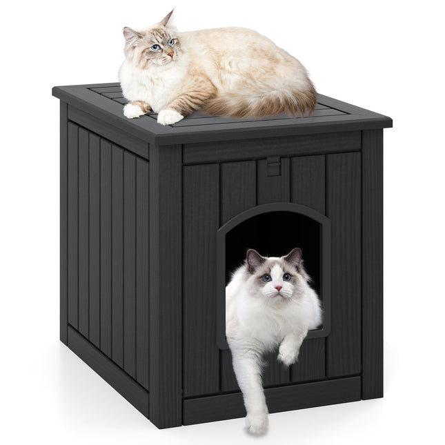 PAWROOM - Cat Litter Box Cabinet with Flip Door, Weatherproof PP