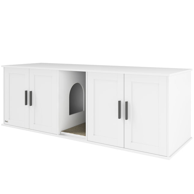 PAWROOM - Kissanhiekkakaappi ovella, valkoinen, 145 x 49 x 51 cm