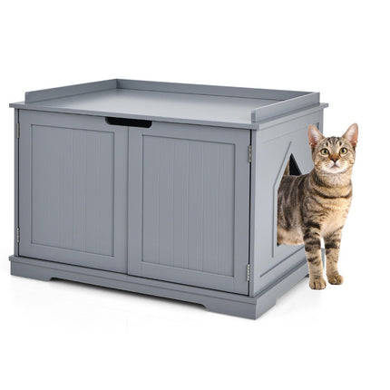 PAWROOM - Cat house with bed indoor cat house closed litter box with entrance gray