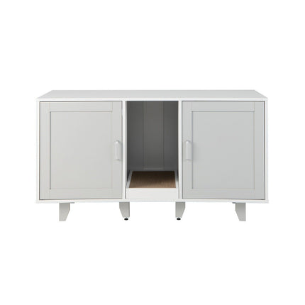 PAWROOM - Cat cabinet for cat toilet with 2 doors & scratching board & entrance 120 x 52 x 65 cm light gray