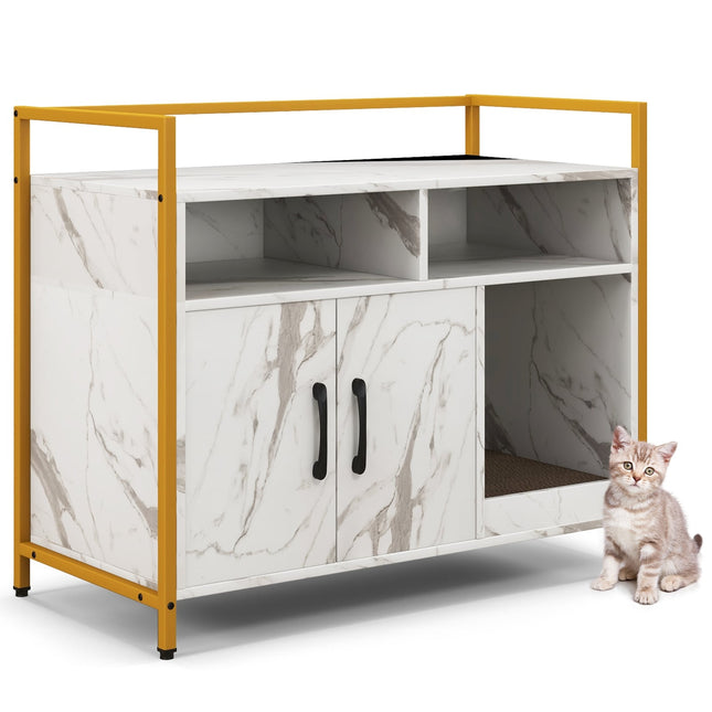 PAWROOM - Cat Litter Cabinet with Double Doors & Scratch Pad