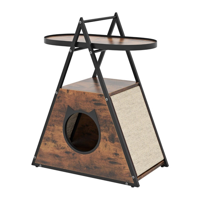 PAWROOM - 3 in 1 cat cabinet cat house & side table & bedside table with cat cave & scratching mats