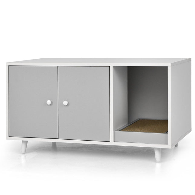 PAWROOM - 2 in 1 side table & cat cabinet with scratching board cat toilet coffee table 90 x 50 x 50 cm gray