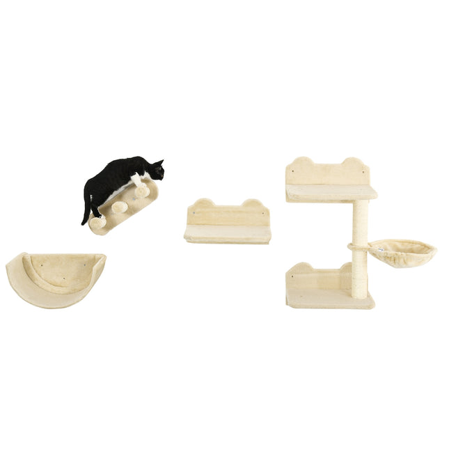 PAWROOM - Cat climbing wall set with stairs & hammock for small cats