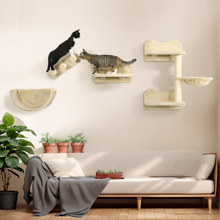 PAWROOM - Cat climbing wall set with stairs & hammock for small cats