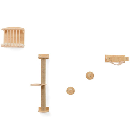 PAWROOM - Wall-Mounted Cat Climbing Set with Hammock & Scratching Posts