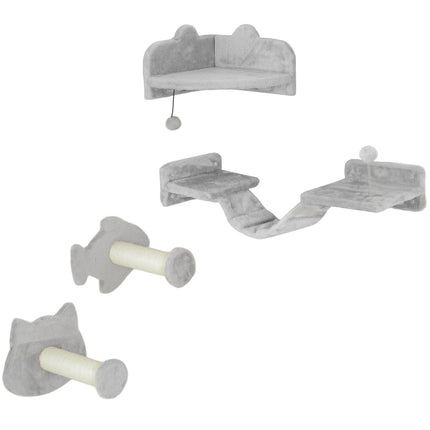 PAWROOM - Cat Climbing Wall Set, 4-piece with steps and sisal poles