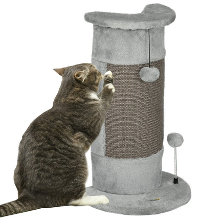PAWROOM - Corner -Raapimistolppa, 58 Cm Sisal-Raapimistolppa, Raapimistolppa Kissoille, Pienen Kissan Raapimistolppa Raapimispallolla, Kissan Sisähuonekalut, Harmaa
