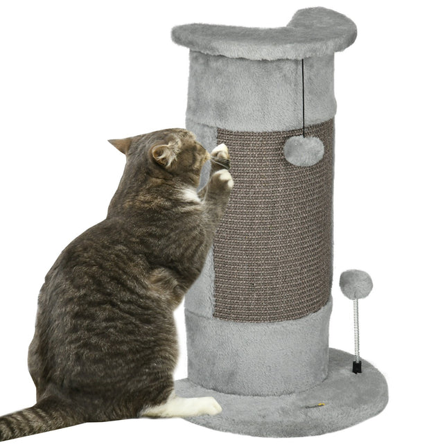 PAWROOM - Corner -Raapimistolppa, 58 Cm Sisal-Raapimistolppa, Raapimistolppa Kissoille, Pienen Kissan Raapimistolppa Raapimispallolla, Kissan Sisähuonekalut, Harmaa