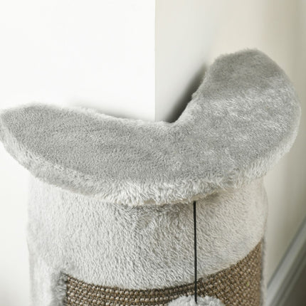 PAWROOM - Corner -Raapimistolppa, 58 Cm Sisal-Raapimistolppa, Raapimistolppa Kissoille, Pienen Kissan Raapimistolppa Raapimispallolla, Kissan Sisähuonekalut, Harmaa