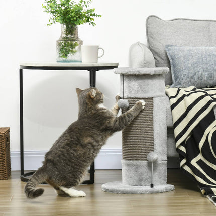 PAWROOM - Corner -Raapimistolppa, 58 Cm Sisal-Raapimistolppa, Raapimistolppa Kissoille, Pienen Kissan Raapimistolppa Raapimispallolla, Kissan Sisähuonekalut, Harmaa