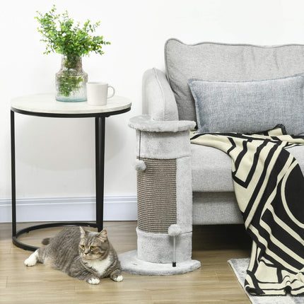 PAWROOM - Corner -Raapimistolppa, 58 Cm Sisal-Raapimistolppa, Raapimistolppa Kissoille, Pienen Kissan Raapimistolppa Raapimispallolla, Kissan Sisähuonekalut, Harmaa