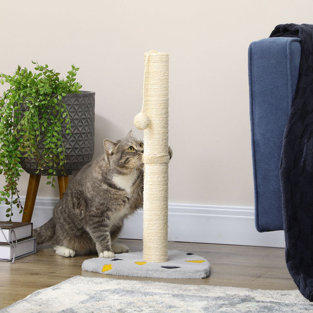 PAWROOM - Raapimistanko 62Cm Juuttiraapimistanko Raapimispallolla, Vaaleanharmaa + Beige, Ihanteellinen Sisäkäyttöön, Kissoille