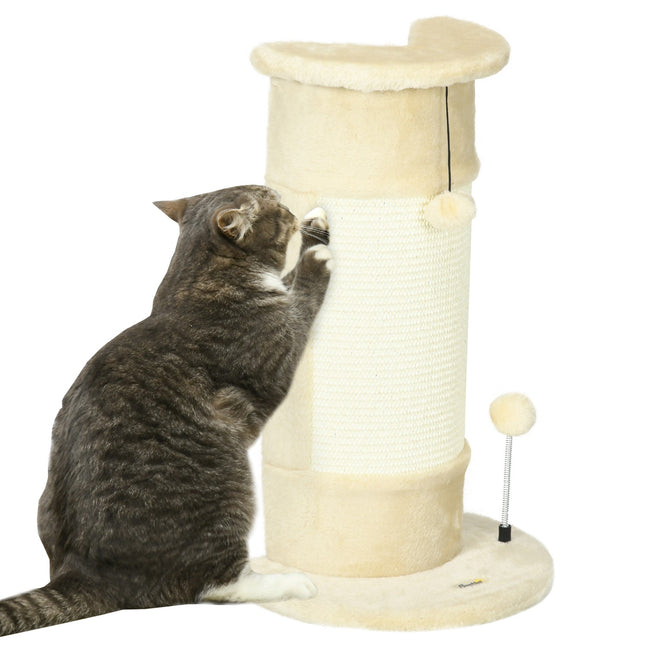 PAWROOM - Kulman Raapimistolppa 58 Cm Raapimispallo Kissoille, Valmistettu Sisalista, Kermanvalkoinen