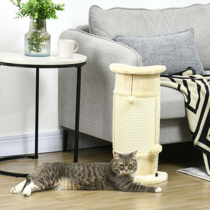 PAWROOM - Kulman Raapimistolppa 58 Cm Raapimispallo Kissoille, Valmistettu Sisalista, Kermanvalkoinen