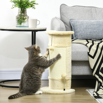 PAWROOM - Kulman Raapimistolppa 58 Cm Raapimispallo Kissoille, Valmistettu Sisalista, Kermanvalkoinen