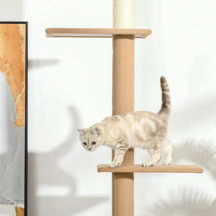 PAWROOM - Cat climbing tree, height adjustable scratching post, khaki
