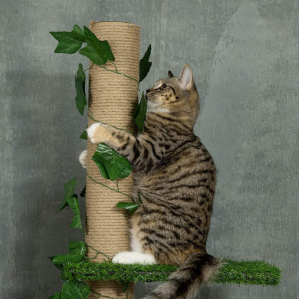PAWROOM - Adjustable jute cat tree, ceiling height 202-242 cm, green/yellow