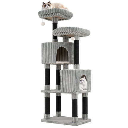 PAWROOM - Tall Cat Tree with 2 Caves, Beds, Scratch Posts, 156 cm