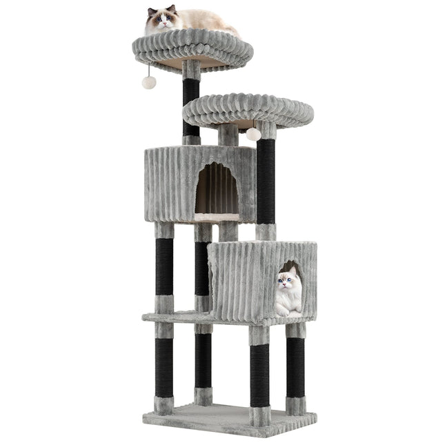 PAWROOM - Tall Cat Tree with 2 Caves, Beds, Scratch Posts, 156 cm