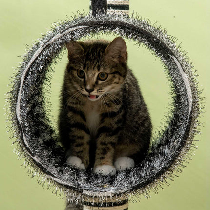 PAWROOM - Cat tree with scratching post and tunnel, Zebra Design