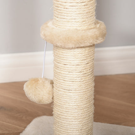 PAWROOM - Kissanpuun Raapiminen Kissanpentujen Huonekalut Cat Cave Ball Lelulla Sisal Pehmeä Pehmo Beige Korkeus 100Cm
