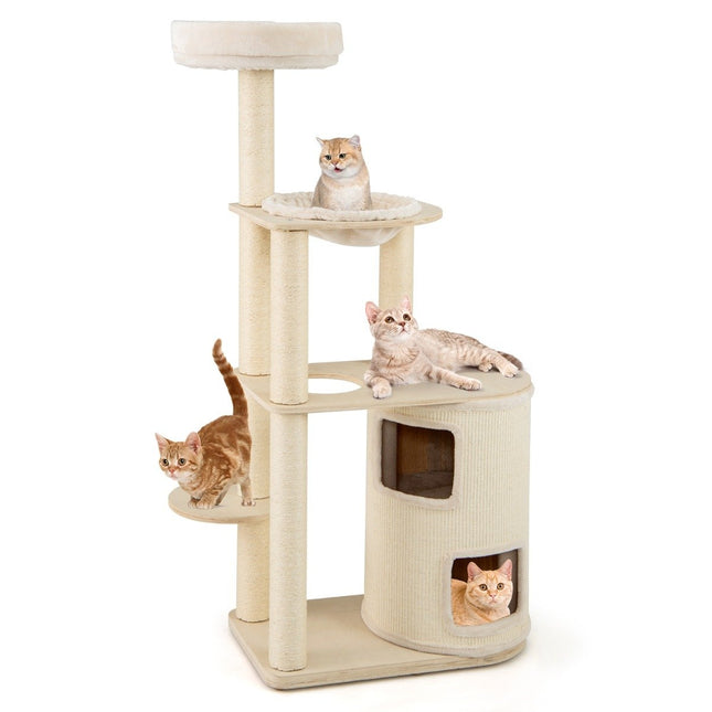 PAWROOM - 151cm Cat Tree with 2-Story House & Hammock
