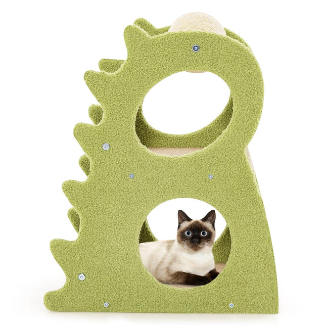 PAWROOM - Kissapuu 2-tasoinen, dinosaurusmuotoinen, vihreä, 48x37x58 cm