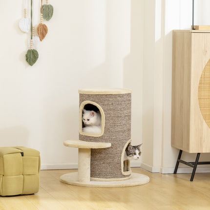 PAWROOM - Kissapuu 2 tasoa, hyppyalusta, beige