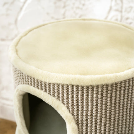 PAWROOM - Kissan raapimispuu, 49 cm, 2 tasoa, pehmoreuna, khaki