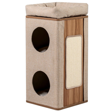 PAWROOM - 3-kerroksinen kissatorni raapimislaudalla ja matoilla, beige
