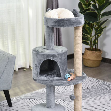 PAWROOM - 4-level cat tree, plush cave, sisal scratching posts, play balls