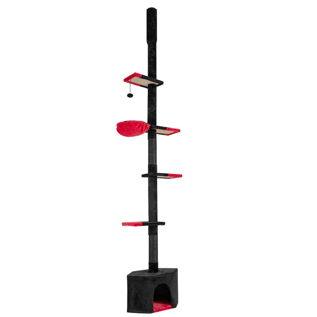PAWROOM - Adjustable Floor-to-Ceiling Cat Tree, 5 Levels, Black