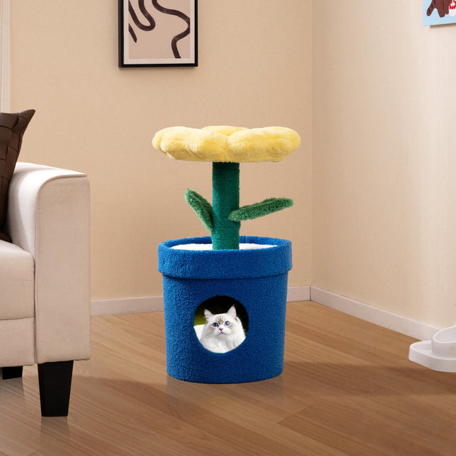 PAWROOM - Kissanpuu sisäkissoille – kukkaistutuksella, huoneisto, 72 cm