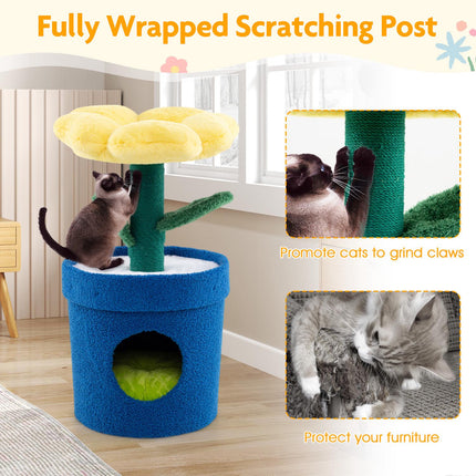 PAWROOM - Kissanpuu sisäkissoille – kukkaistutuksella, huoneisto, 72 cm