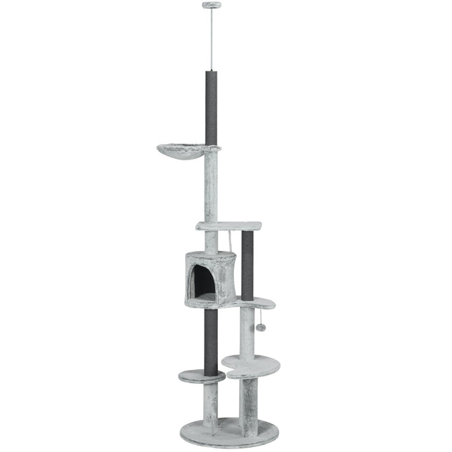 PAWROOM - Adjustable cat scratching post with cave and play ball