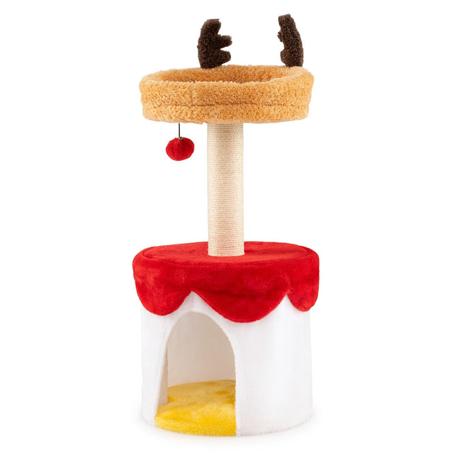 PAWROOM - Christmas Cat Tree with Sisal Post, 80 cm, Cozy Bed