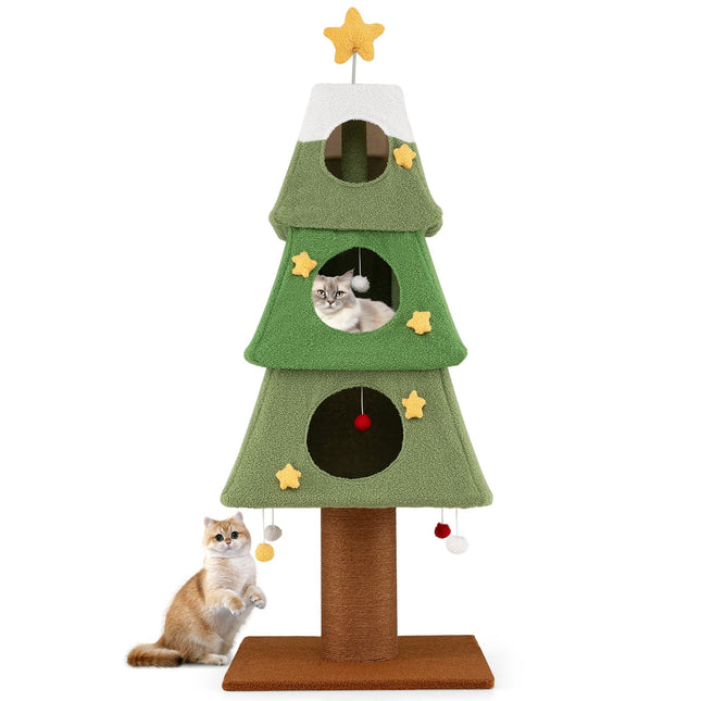 PAWROOM - Christmas Cat Tree with Sisal Post, 162 cm, Green